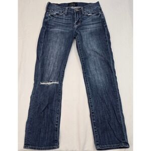 Lucky Brand Womens 2/26 Mollie Crop Slim Jeans Distressed Knee Hole Stretch Dark